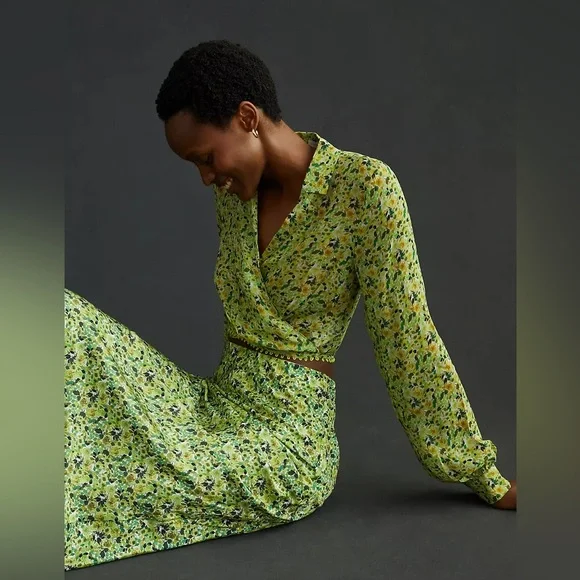 Favorite Daughter The Lover Wrap Top Floral Viscose Chiffon Blouse Size S - Picture 2 of 9